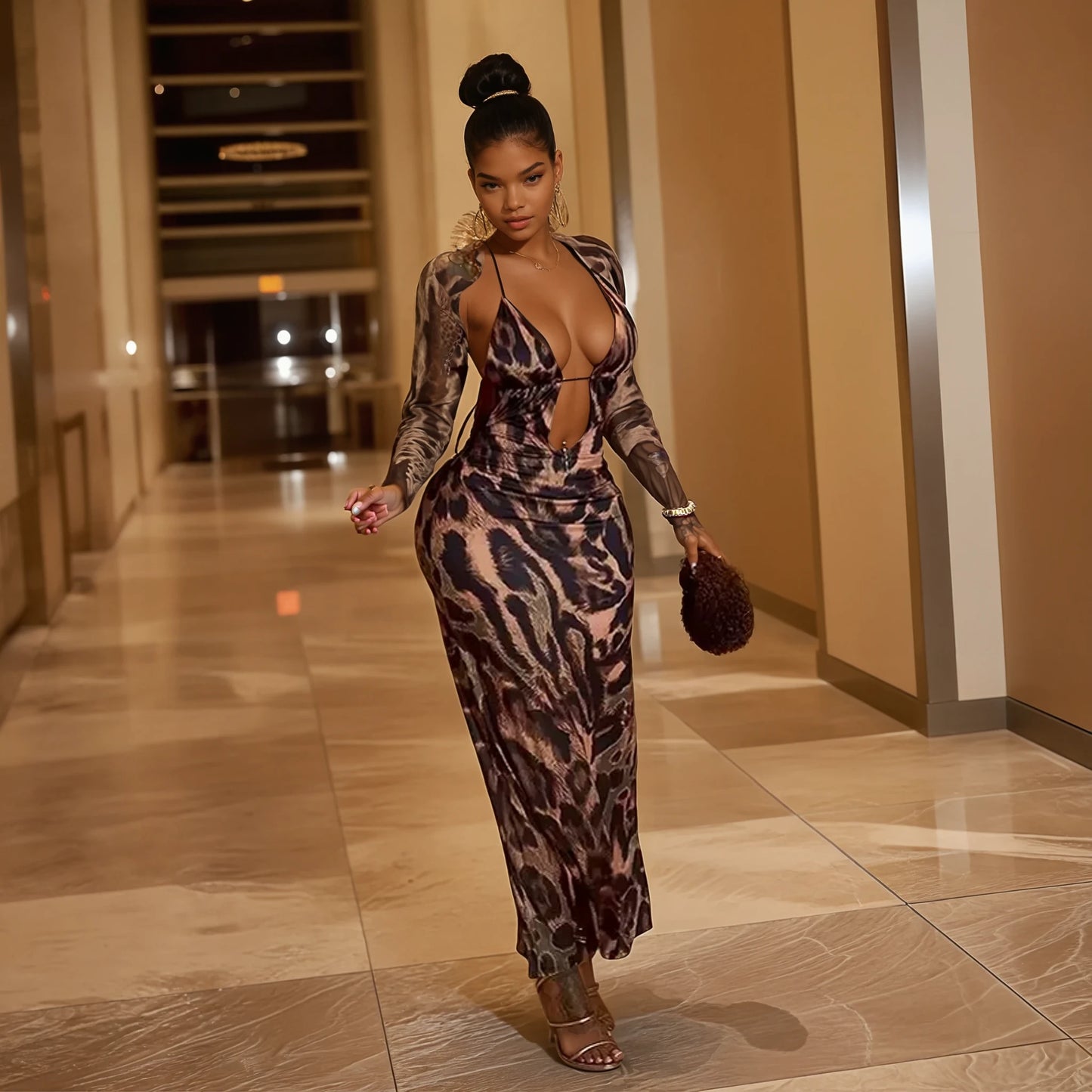 Sexy Stretch Leopard Print Dress