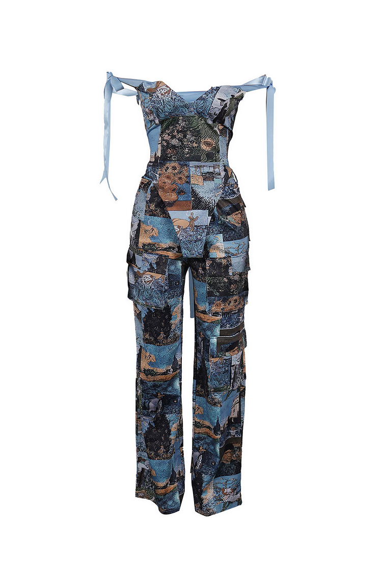 Casual Printed Tie-Up Two Piece Set