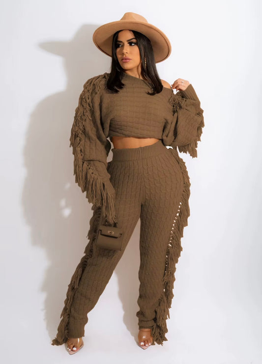 Casual Tassel Two Piece Set