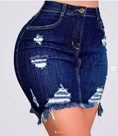 Ripped denim jean skirt